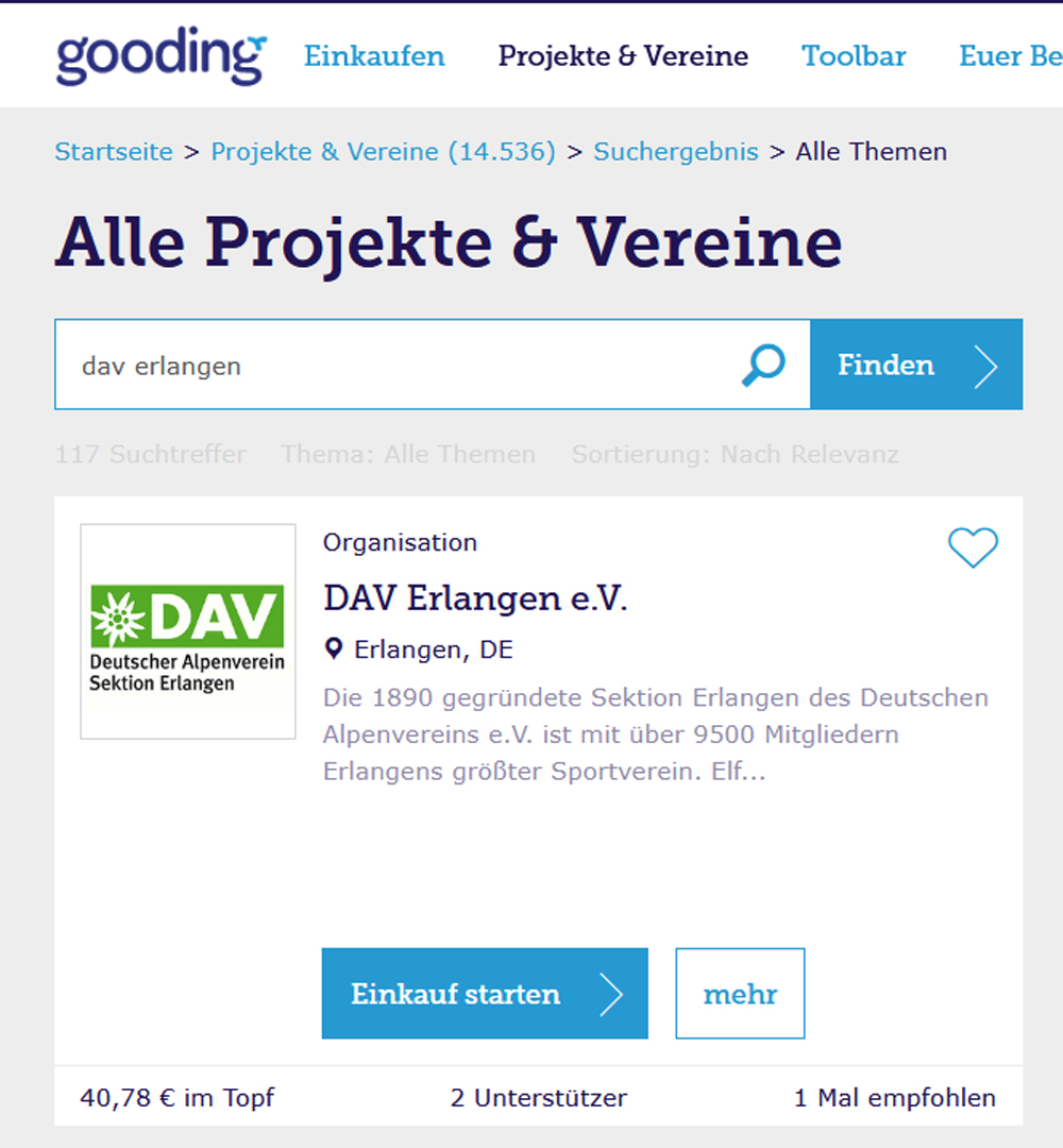 DAV Sparkassen Bergwelt | DAV Erlangen | Spenden | Gooding