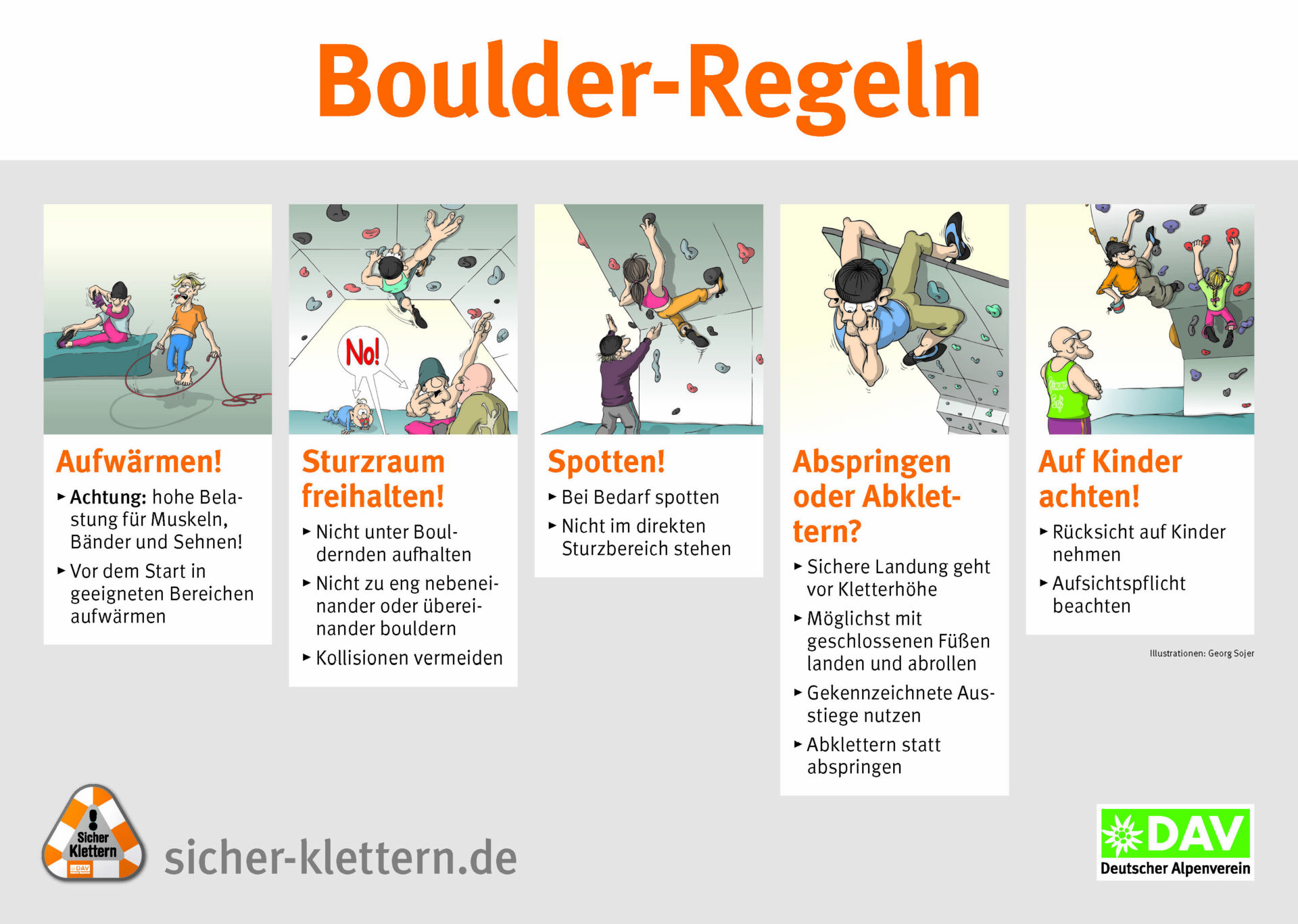DAV Erlangen | DAV Boulderzentrum | Regeln | Plakat | Grafik: DAV